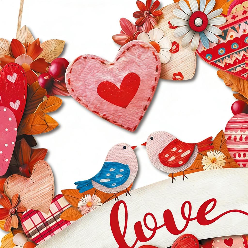 Wooden Valentines Door Sign Love Heart Decorative Sign Rustic Front Door Hangable Decorations for Outdoor Indoor Living Room