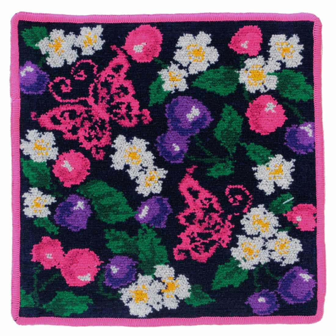 

Blooming Anna Sui Chenille Handkerchief with Cherry and Butterfly Design for inches (Navy) Women, Approx. 9.7 (23 cm), 000478-0004-03