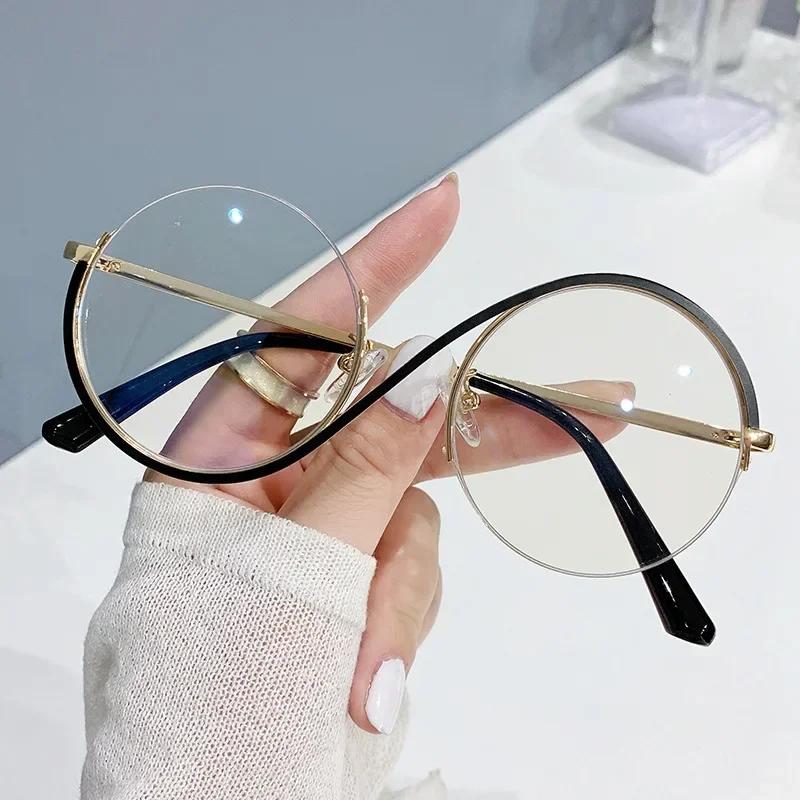 Vintage Anti Blue Light Glasses Frames Round Lens Myopia Optical Mirror Metal Anti Uv Clear Eyewear Ultra Light Frame Unisex