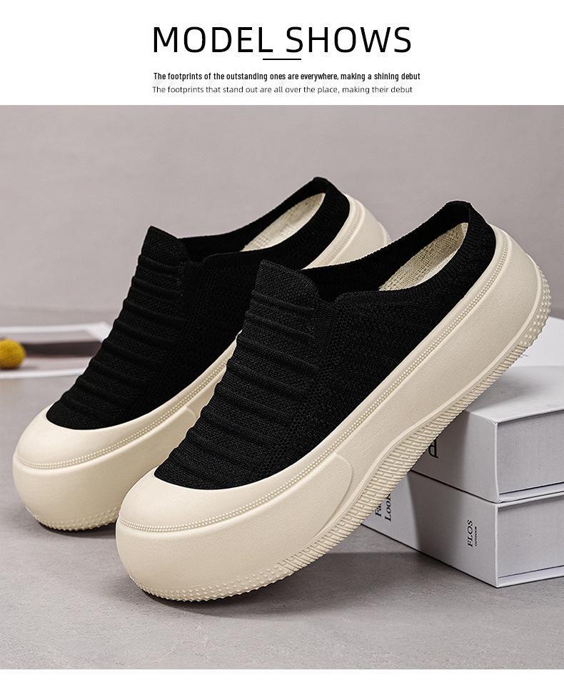 Women's Summer Thick-Soled Comfortable Lazy Shoes - Fashionable Versatile Height-Increasing Closed-Toe Slippers