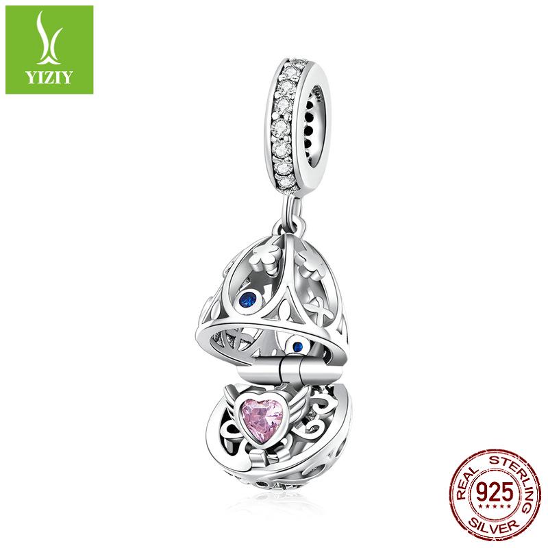 Ziyun Silver S925 Easter Egg Pendant: Fashionable, Openable, DIY Beaded Accessory SCC1465