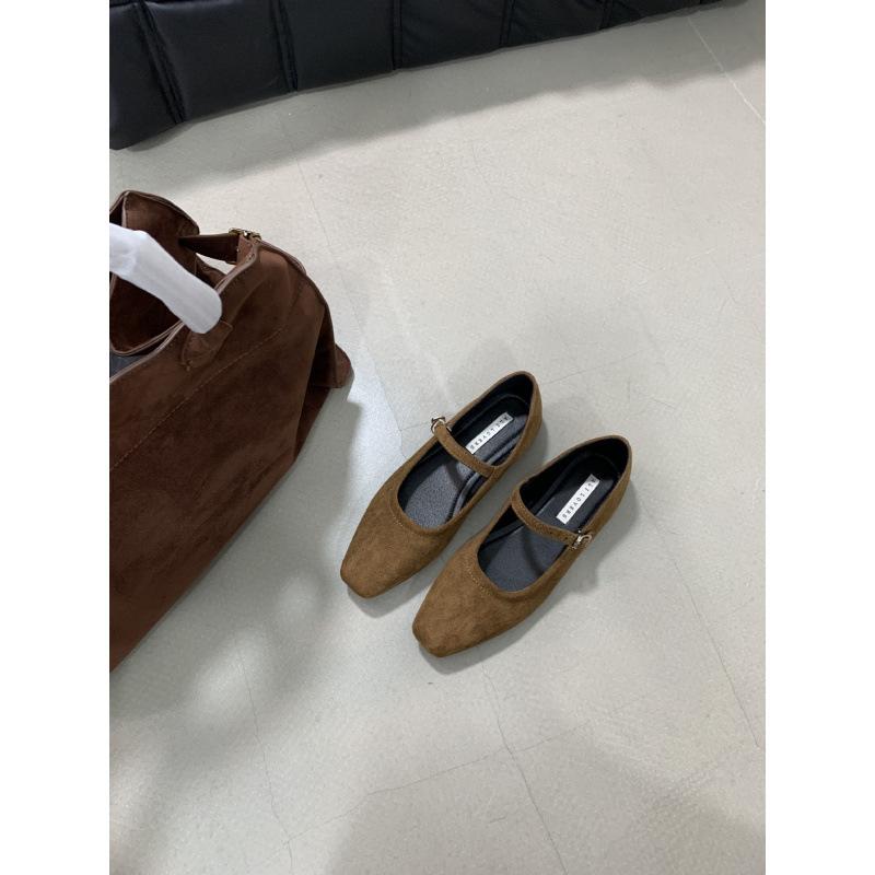 Flat Bottom Square Head One Word Mary Jane Single Shoes Women's Shoes 2025 New Spring and Autumn Versatile Retro Soft-soled Grandma Shoes