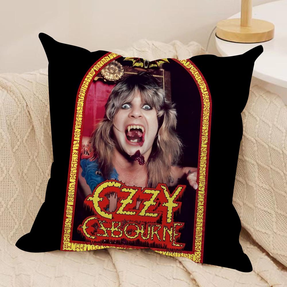 LOGO OOzzy Osbourne Cushion Cover Silky Short Plush Invisible Zipper Dustproof Sofa Pillow Case for Home Decor