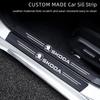 AAABV1 Carbon Fiber Door Sill Protector Leather Vinyl Stickers For New Skoda Octavia Kodiaq Fabia Superb Karoq Yeti Rapid Mk3 Vrs A4 A6