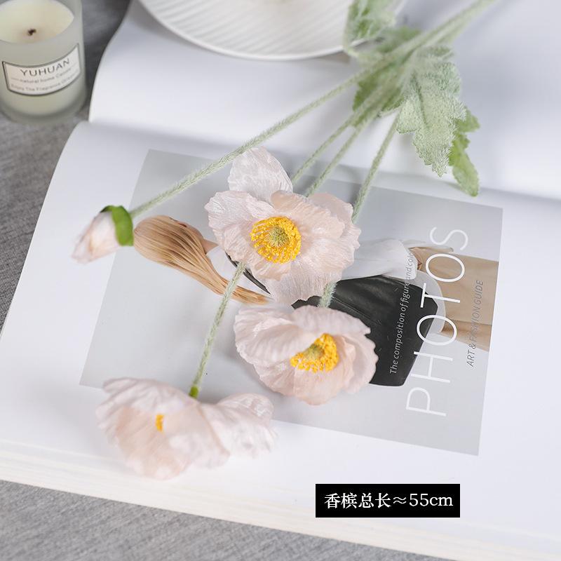 Vintage 4-head poppy poppy office ornament fake flower wedding props