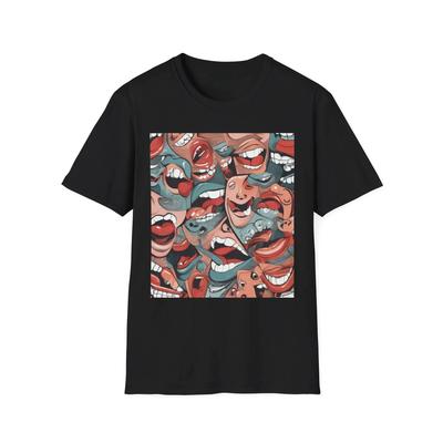 Men's Soft and Breathable Cotton T-shirt Graphic Mouth Unisex Casual Crew Neck Short Sleeve Streetwear Oversized