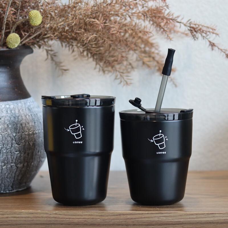Shangqi Portable Vacuum Insulated Dual-Drink Coffee Cup with Straw