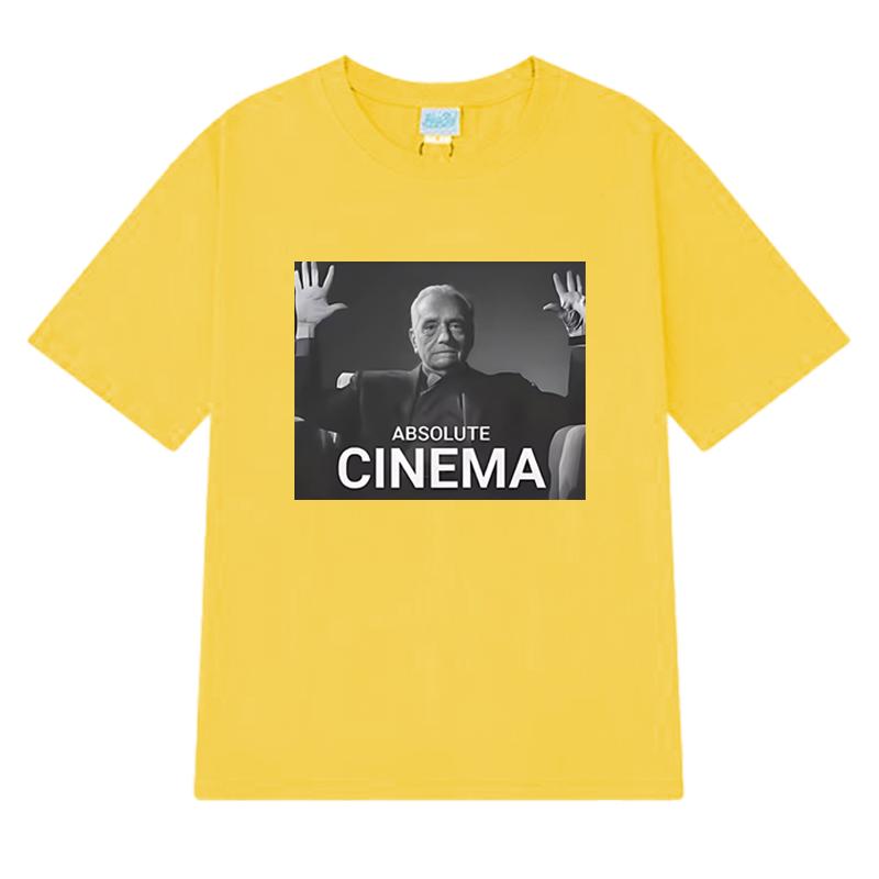 

2026 New in Absolute Cinema Funny Meme Humor Short Sleeve T-shirts Unisex Women Vintage T Shirt Unisex Oversized 100% Cotton Tops S