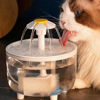 Fontaine à Eau pour Animaux Quatre Saisons Circulation Automatique Filtration d'Eau Vive Alimentée par USB Grande Capacité Distributeur d'Eau pour Chat Chien