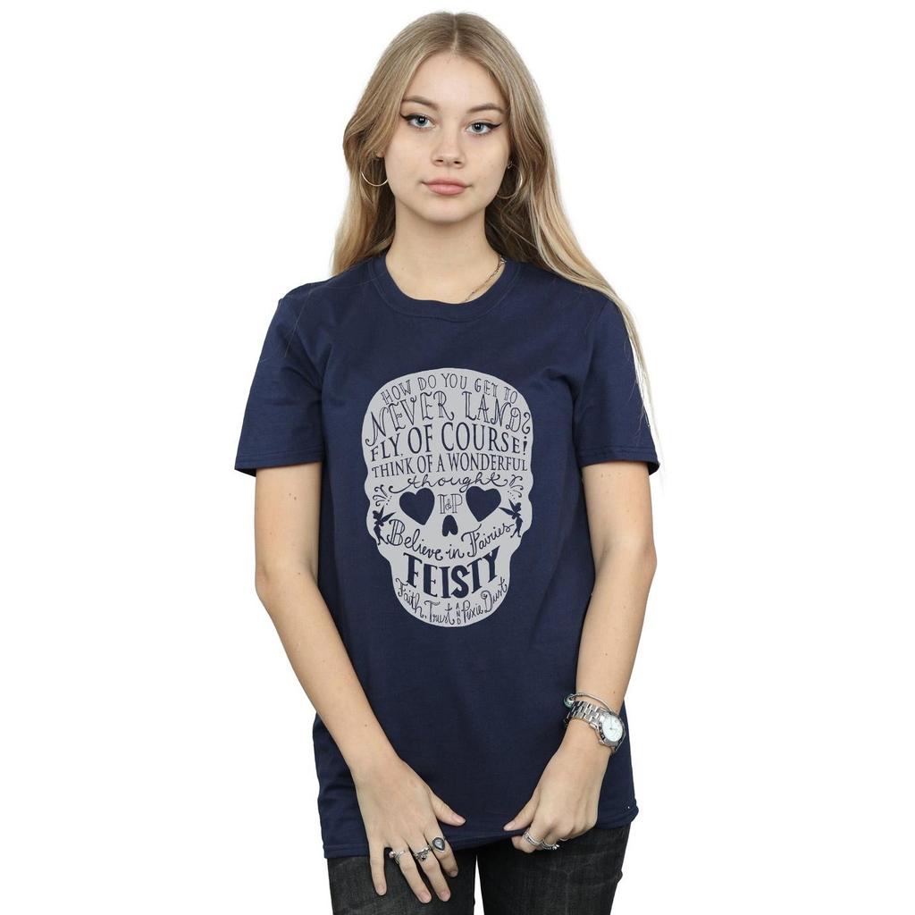 Disney Womens/Ladies Tinker Bell Skull Cotton Boyfriend T-Shirt