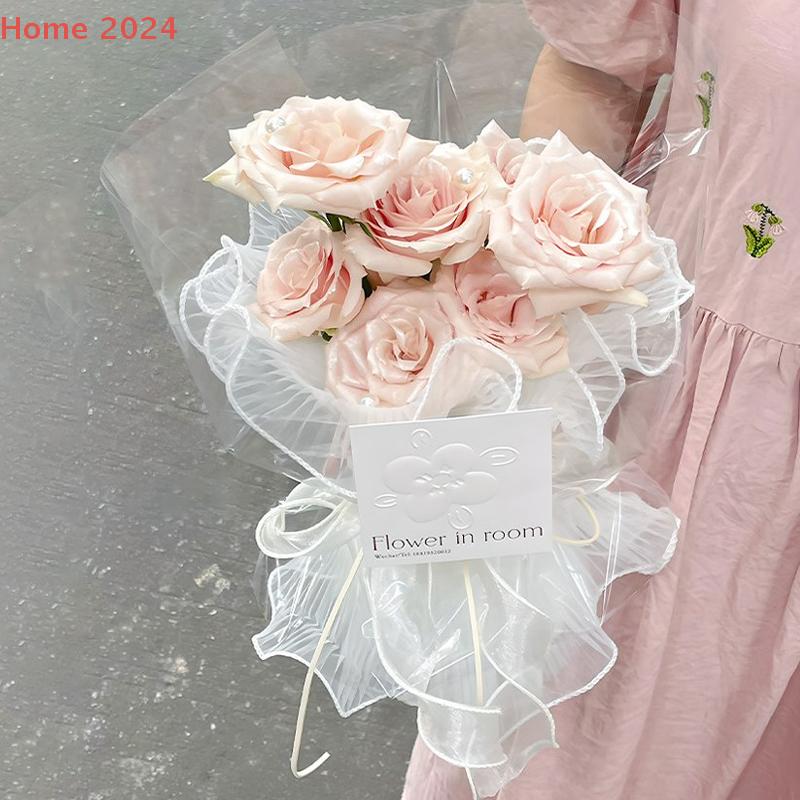 28X400cm Flower Wrapping Paper Packaging Material Supplies Pearl Wave Yarn Lace Mesh Florist Bouquet Party Valentine Gift