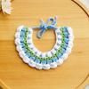 Handmade Woven Flower Pet Collar Adjustable Knitted Scarf for Daily Walking and Spring Outings