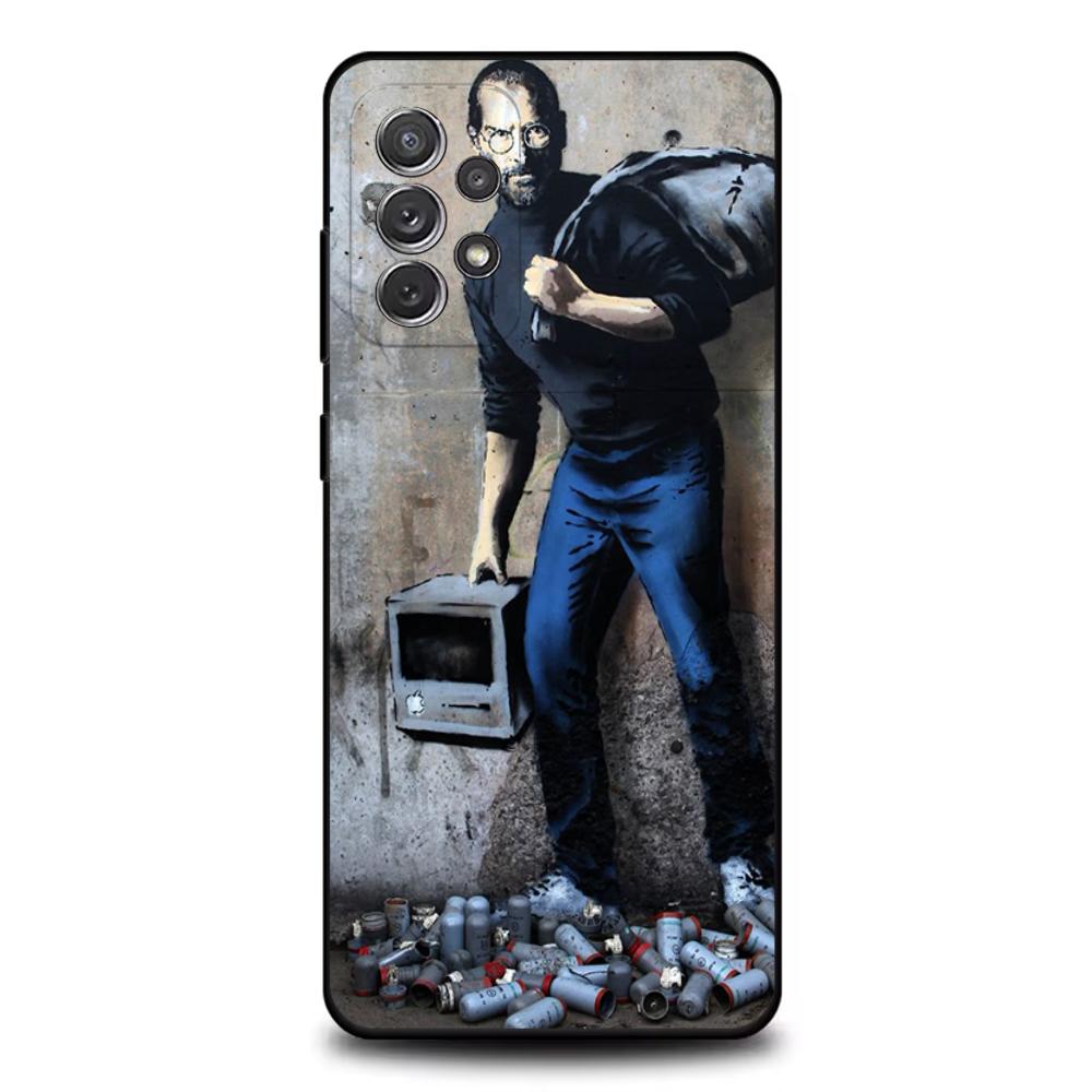 Street Art Banksy Graffiti Phone Case For Samsung S25,S24,S21,S22,S23,S30,Ultra,S20,Plus,Fe,Lite,Note,10,9,5G Black Cover