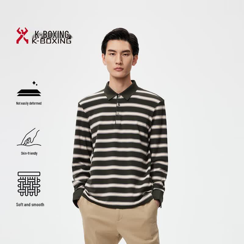 K-Boxing Men s Striped Wool Blend Long-Sleeve T-Shirt 170/M