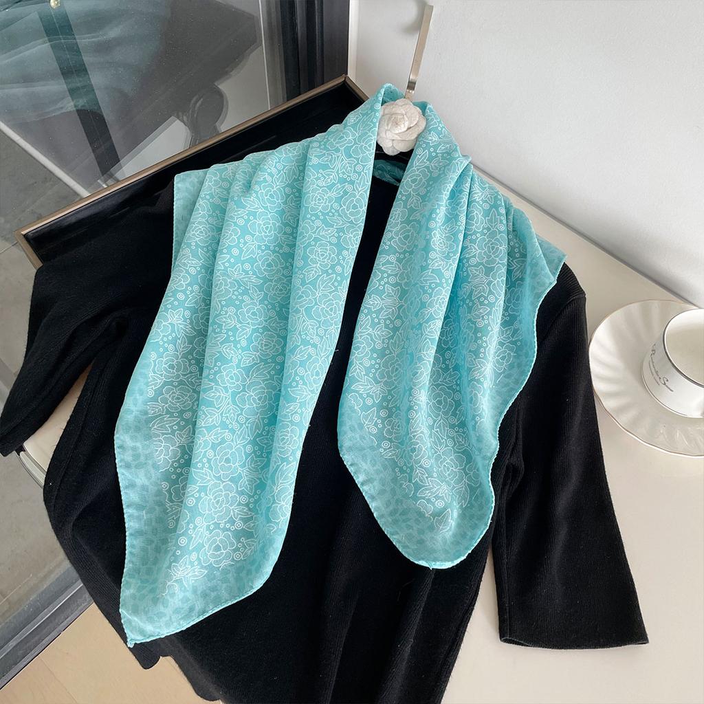 Luxury Silk Shawl Square Scarf for Women Satin Fashion Print Hijab Wraps Neckerchief Female Hair Bands Ribbon Headband Bandana