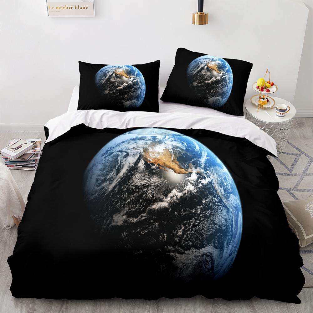 Earth Beding Set Single Twin Ful Quen King-Sized Dimensionsd Dimensions Universe Planet Bed Linen Set Aldult Kid Bedrom thre-piece suits 3D Pri