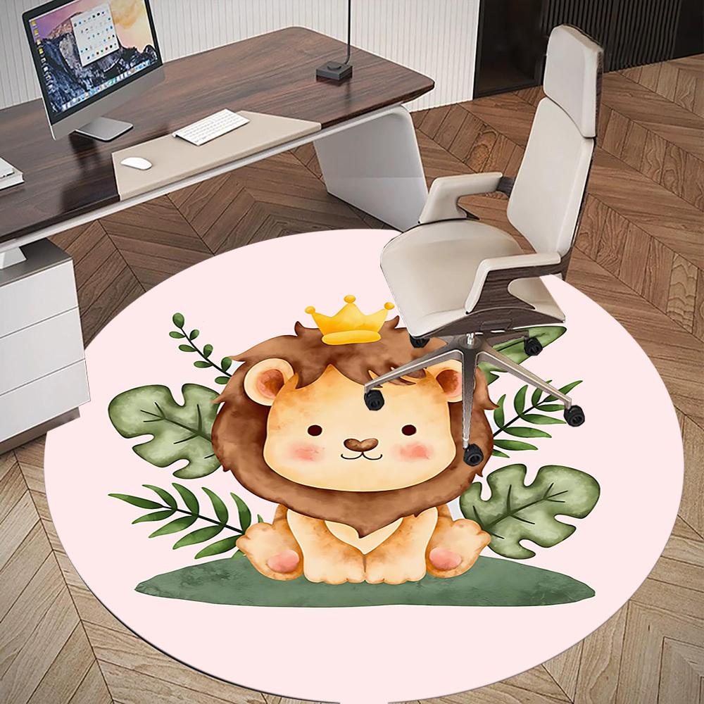 1pc lion prince Round Chair mat Area Rug - Non-Slip, Floor Mat for Office, Bedroom, and Indoor Decor c1125013