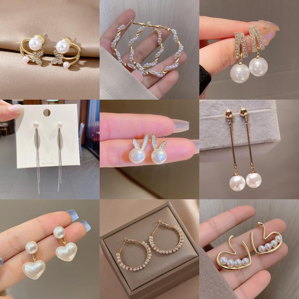 Heart Round Imitation Pearl Butterfly Leaf Tulip Flower Drop Earrings Women Wedding Geometry Jewelry Trend Creative Accessories