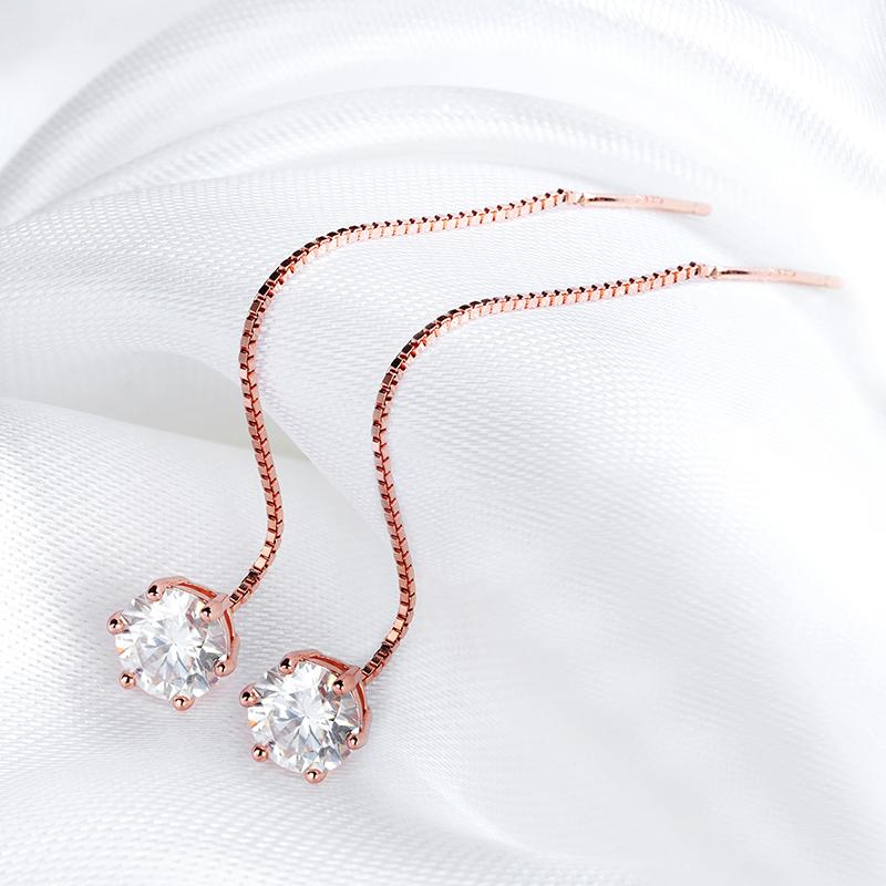 Smyoue 5/6.5mm Tassel Moissanite Drop Earrings Lab Diamond Sparkling Women Wedding Jewelry Pure 925 Silver Plated 18K Earring