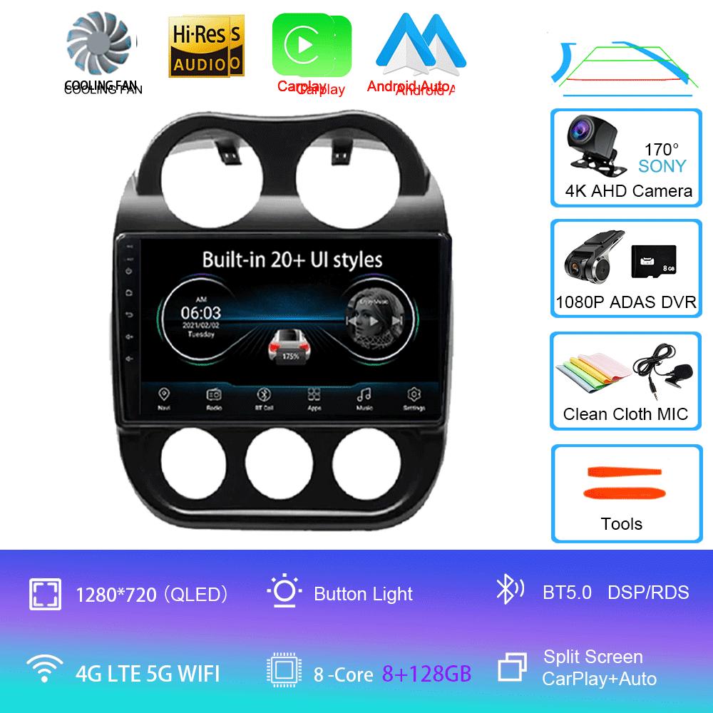 Android14 Video Player Car Radio For Jeep Compass Patriot 2010 - 2016 Autoradio Stereo 2 Din GPS Navigation Carplay DSP OBD CD