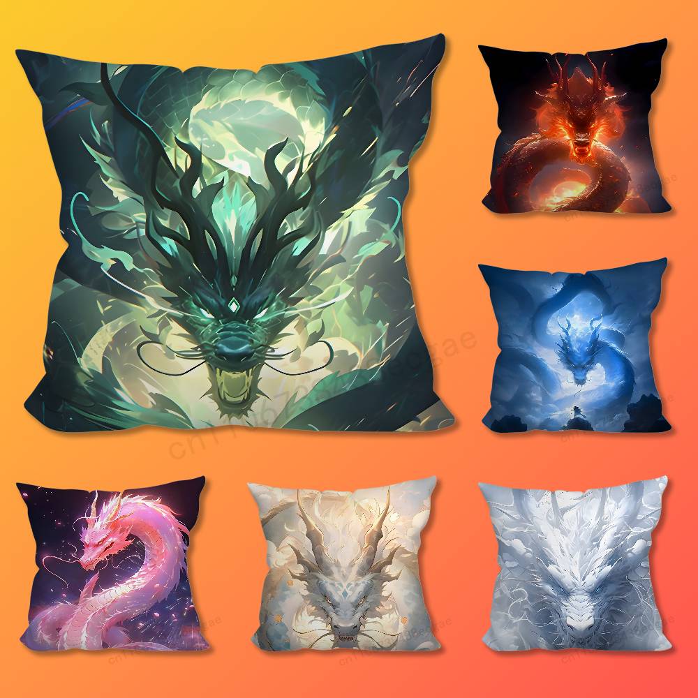 Fashion Dragon Ferocious  Pillow Case Living Room Sofa Cushion Cover Suitable For Home Bedroom Decoration And Protector