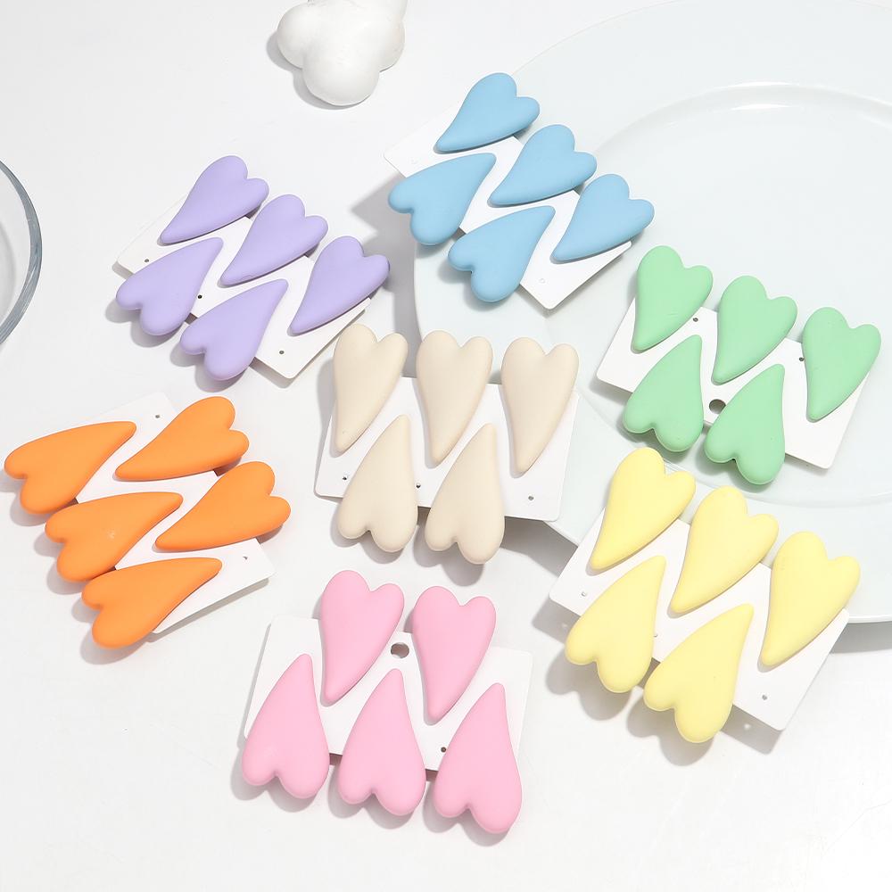 8pcs Heart Acrylic Barrettes Acetate Hair Clips Headdress for Women Cute Macaron Color Hairpins Girls Fashion Accessories Gift