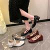 Japanese Style Elegant Height Increase Thin Mary Jane Shoes Summer British Style Temperament Versatile Thick Heel Shoes