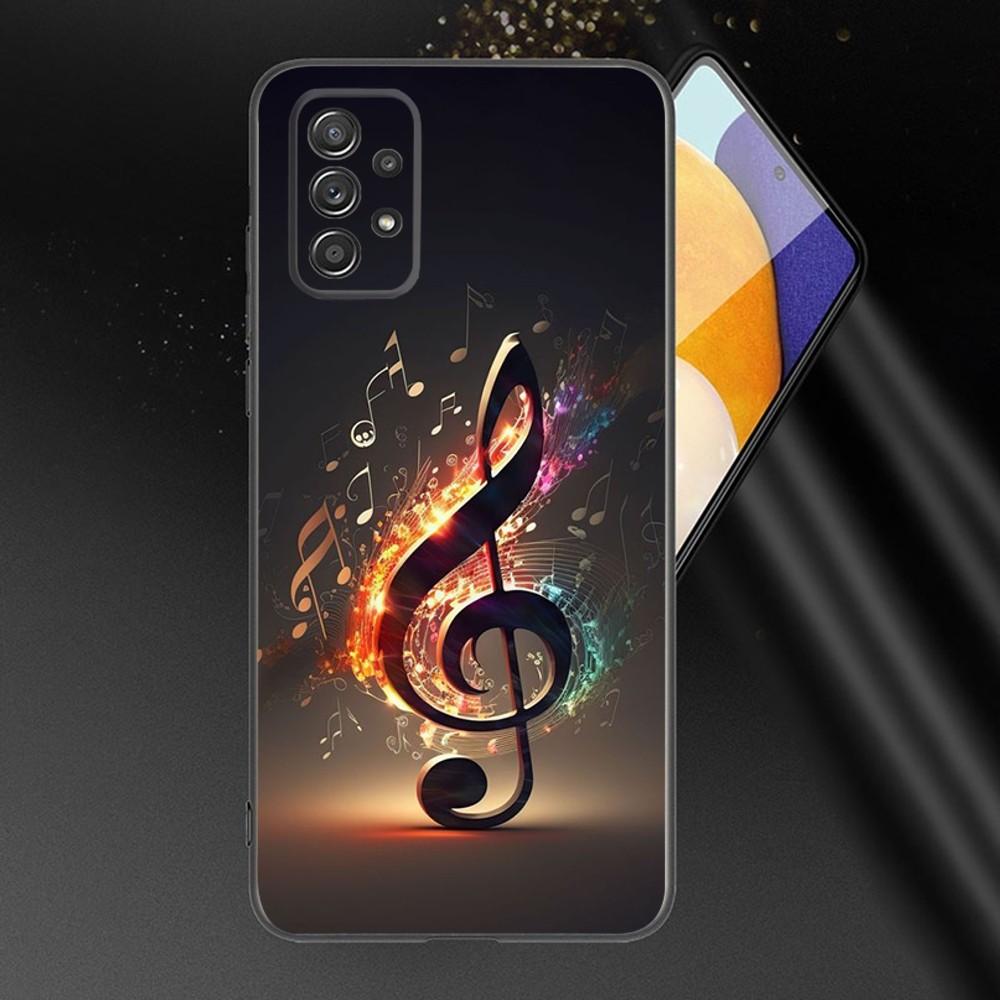 Musical Note Music Phone Case For Samsung Galaxy A13,A21s,A22,A31,A32,A52,A53,A71,A80,A91 Soft Black Phone Cover