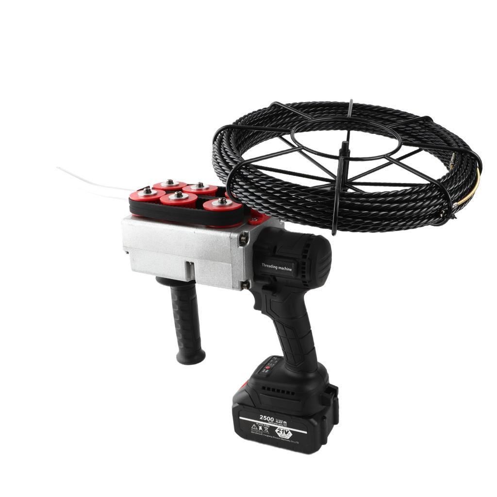 Electrician Threading Machine Speed Adjustable Brushless Rechargeable Lithium Battery Threading Machine 15m Wire 80‑240V