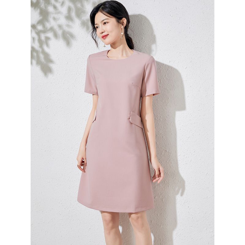 

Classic Style Pink Summer Casual Short Sleeve Dress Figure color S