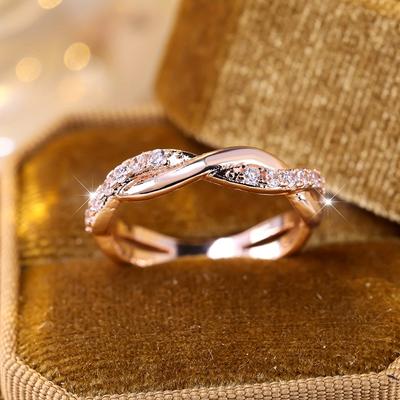Eternity-Band in 3 Farben, zarte weiße Zirkonia-Ringe für Frauen, schlichter, silberfarbener Twist-Ring, Jubiläumsgeschenk