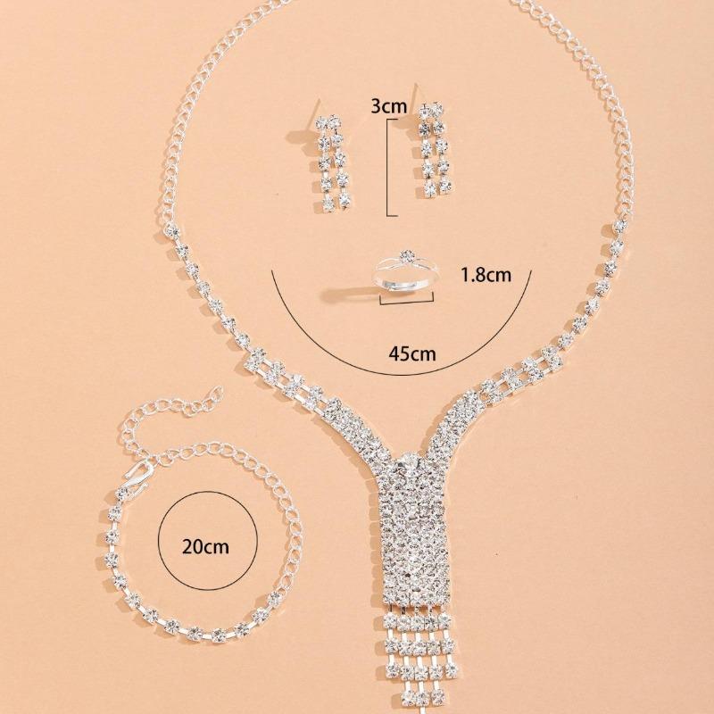Fashion Wedding Dress Accessories Rhinestone Tassel Necklace Set Versatile Jewelry Earrings Bracelet