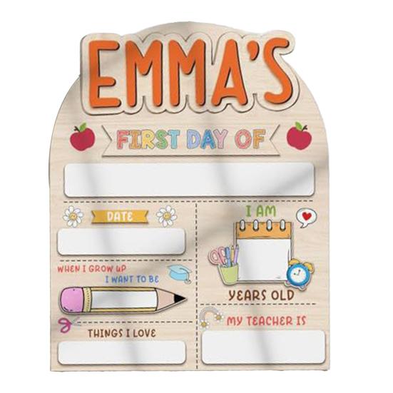 First Day of School Board Dry Erase Board Reusable Wooden First Day