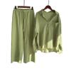 Women's Retro Plus Size Cotton Linen 2-Piece Set: High Waist Shirt & Wide Leg Pants