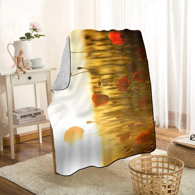New Arrival Poppies Flower Blankets Printing Soft Blanket Throw On Home/Sofa/Bedding Portable Adult Travel Cover Blanket
