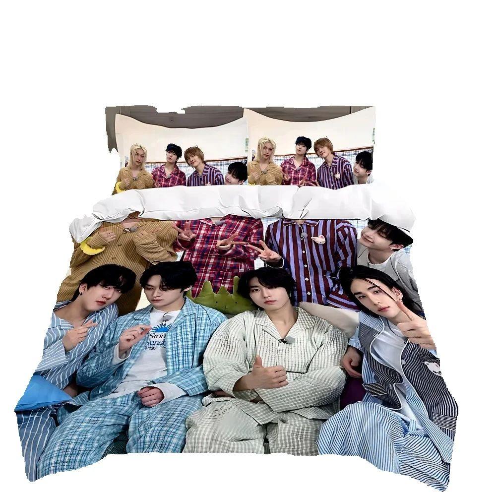 K-pop Group Duvet Cover Pillowcase 3D Printed S-Stray-K-Kids Bedding Set Single/Twin/Full/Queen Size for Fans Bedroom Decor