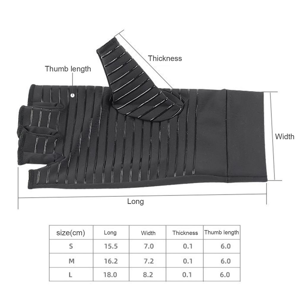 Unisex Copper Fiber Compression Gloves Anti-Skid Breathable Half-Finger Training Gloves Promotes Hands Blood Circulation 1pair