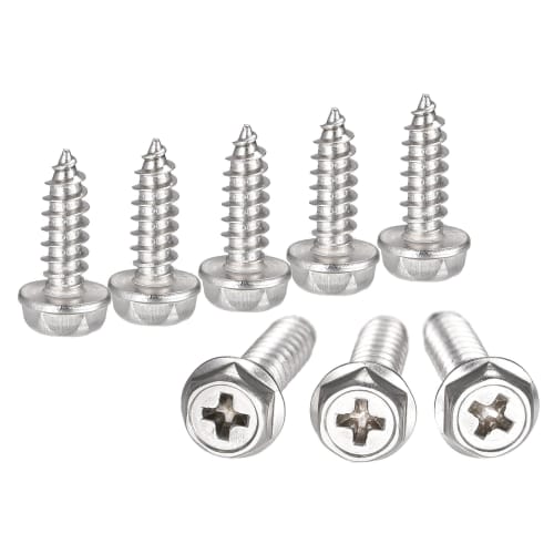 uxcell Hex Washer Self-Tapping Screws, 304 Stainless Steel Hex Flange Sheet Metal Screws, M5x16mm, 25 Pieces