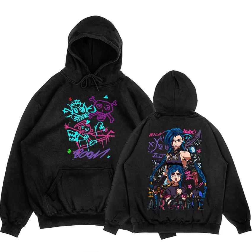 Arcane Jinx Boom Monkey Hoodies Long Sleeve Men Women Sweatshirts Video Game Fashion Printing Pullovers Moletom Masculino Unisex