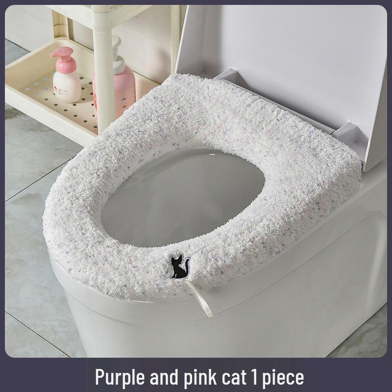 Universal Washable Cloud Velvet Toilet Seat Cover - Thick, Warm & Comfortable for All Seasons