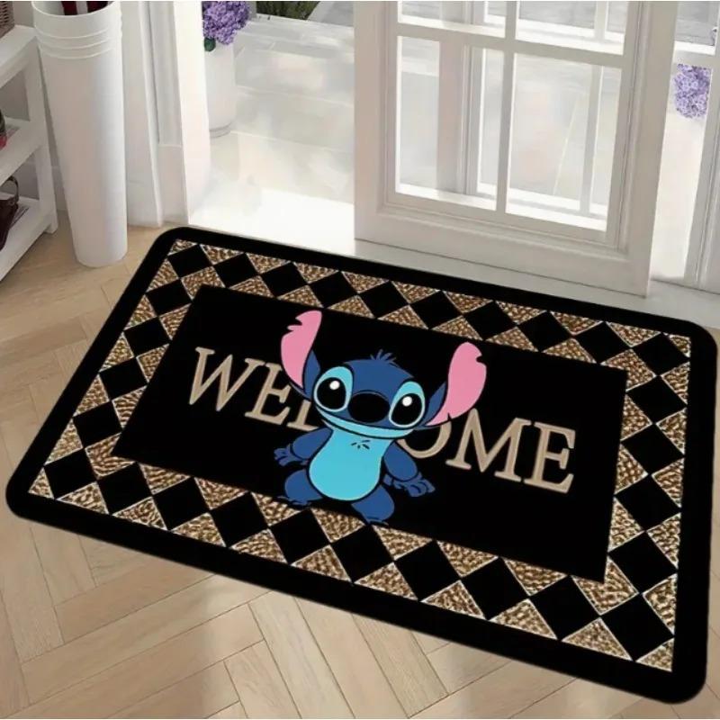 1 szt. Stitch The Movie Mata powitalna na drzwi Antypoślizgowa Żywy kwiatowy wzór Można prać w pralce Łatwa do czyszczenia Dekoracja domu Dywan dla dzieci