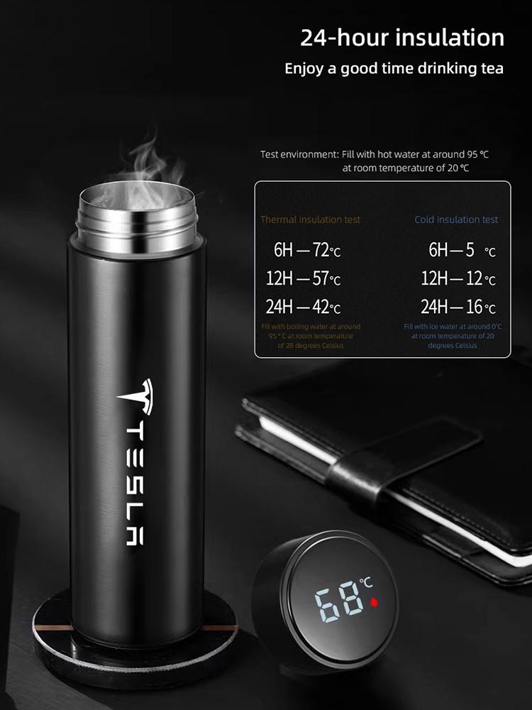 500ML Auto-Vakuumbecher Thermoskanne Edelstahl 304 Wasserkocher Teekanne Für Tesla Model-3 Model-S Model-X Model-Y Cybertruck Roadster