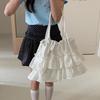 Sladké Estetické Dámské Kabelky Víla Jednobarevné Volány Skládaná Kabelka do Podpaží Módní Elegantní Tašky přes Rameno Všechny se Hodí Shopper Tašky KTY