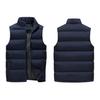 Autumn Winter Men Vest Cotton Padded Thick Solid Color Stand Collar Zipper Windproof Jacket Streetwear