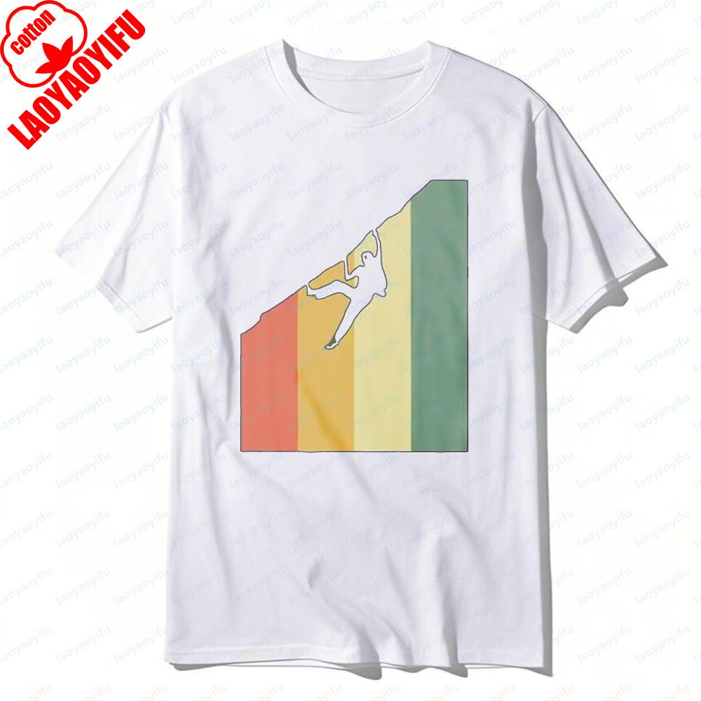 

Футболка с силуэтом скалолаза, радужный градиент, для любителей скалолазания, хлопковая футболка, повседневная модная, трендовая, спортивная одежда для улицы, мужская одежда S