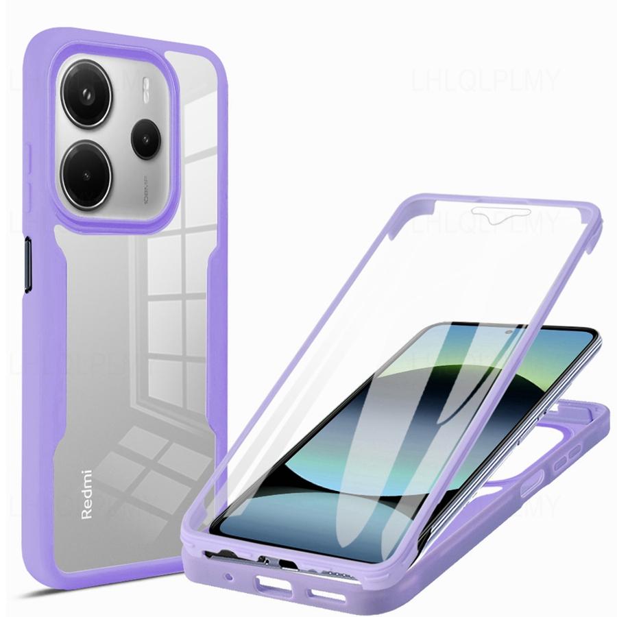 

Front + Back Protect ShockProof Case For Xiaomi Redmi Note 14 Pro 5G Plus 14S A5 15C Poco X7 F7 M7 C85 15 Ultra 360 Degree Cover Redmi 15C 5G (171 mm фіолетовий