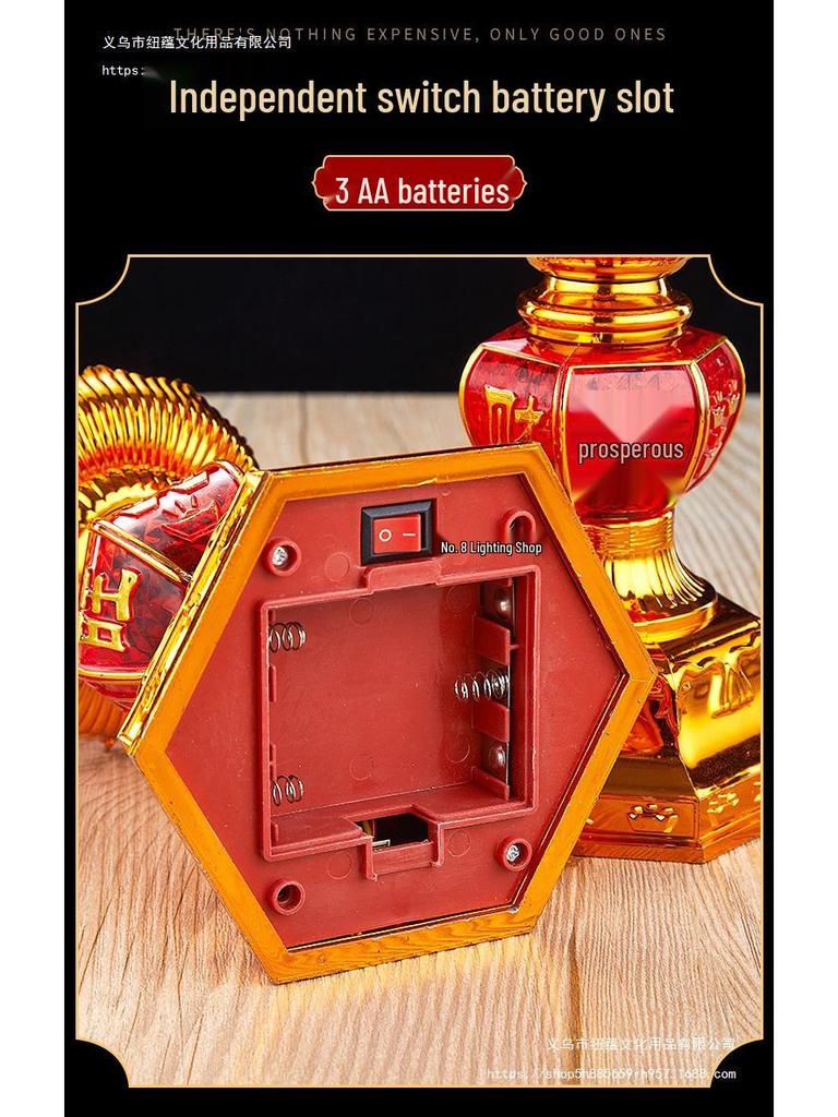 Fladdrande Låga Elektrisk Ljuspar: Stickkontakt Ljusstake för Hemmet, Altaret eller Rikedomens Gud Lampa