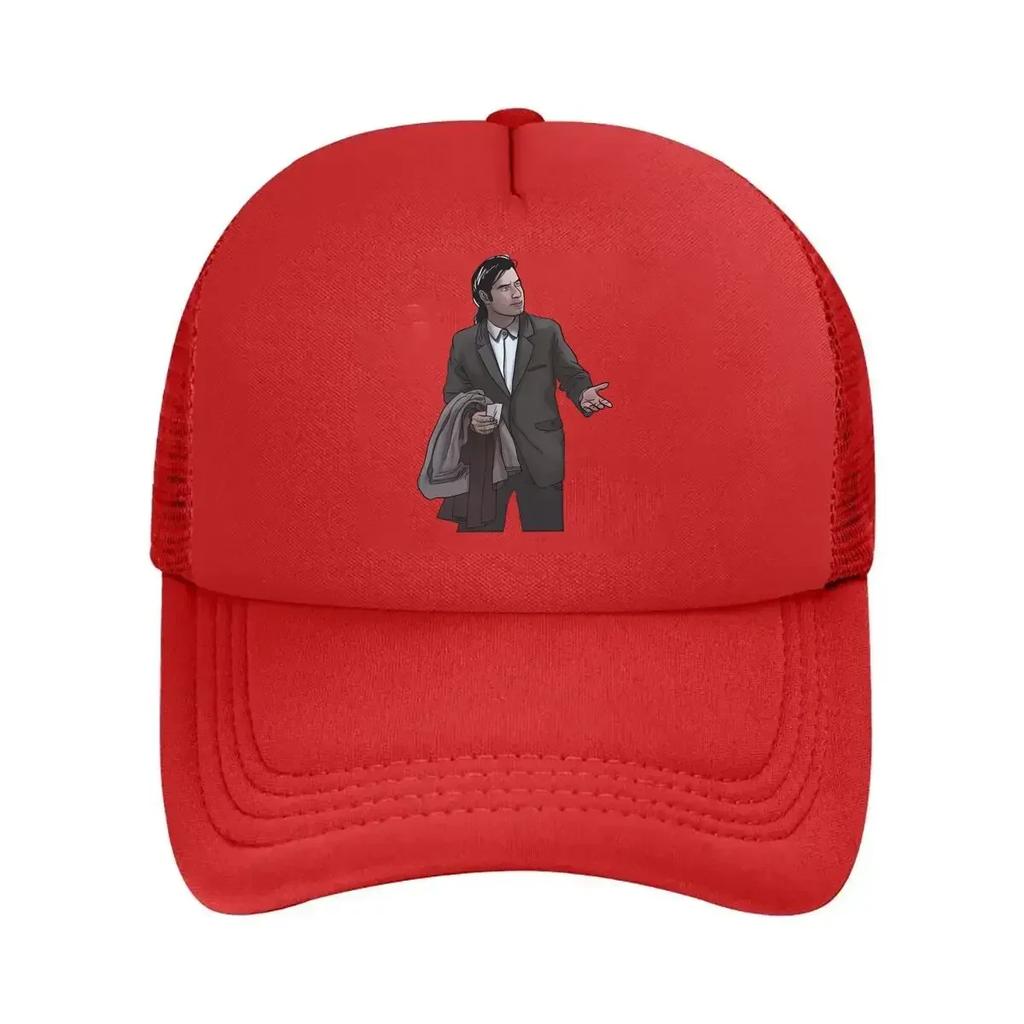 Business Attire Illustrated Character Artwork Mesh Baseball Cap