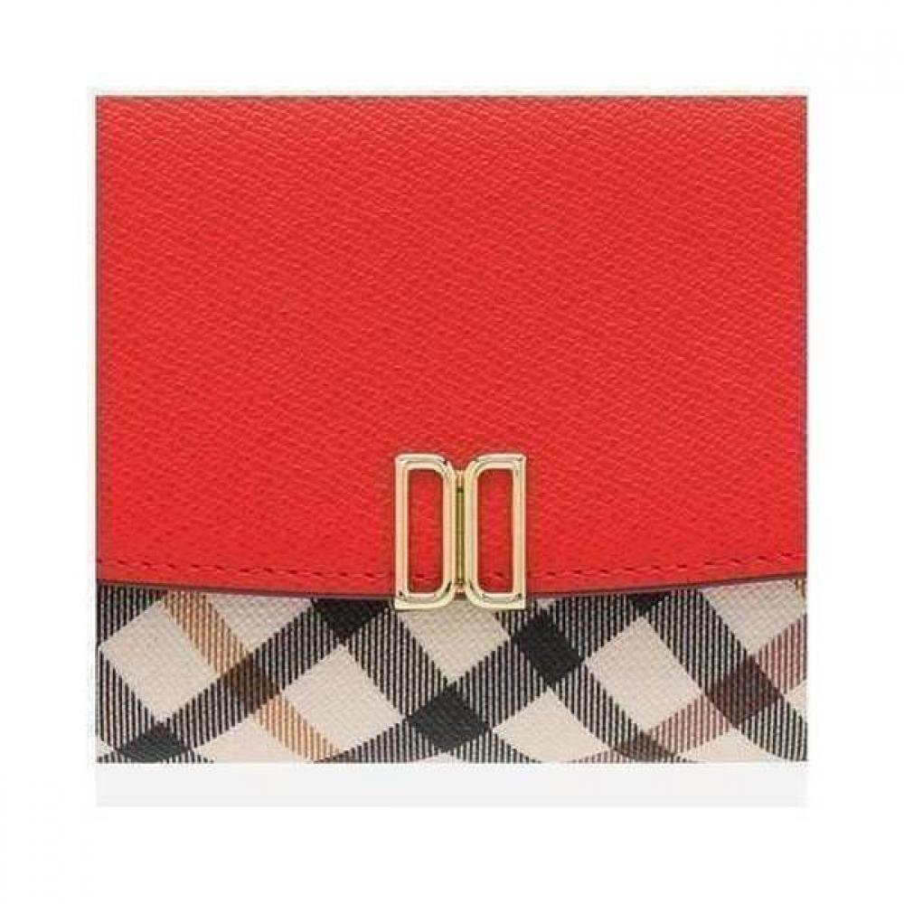 Daks Women Check Dd Logo 3 Fold Wallet Red Dcwa6f403r2
