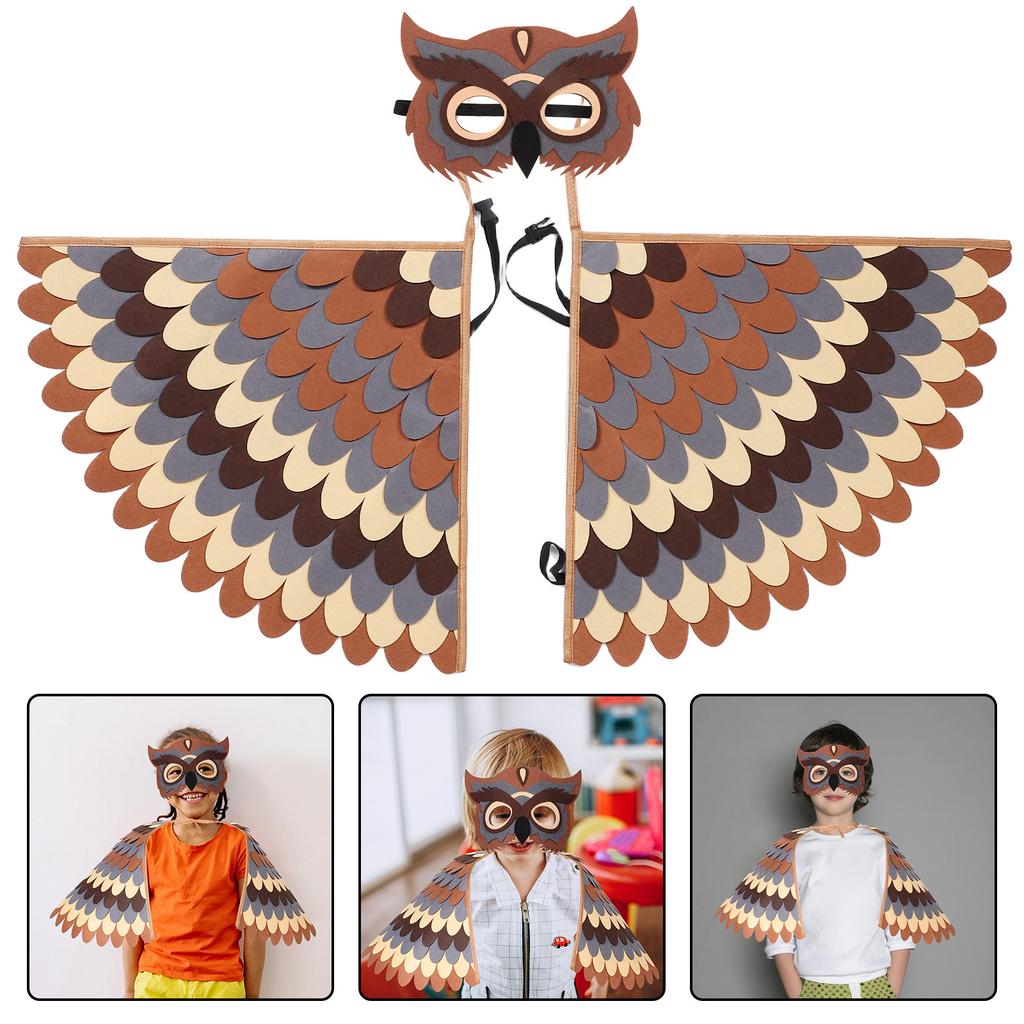 Animal Dress Up Costume For Kids Soft Felt Bird Wing Outfit Toddler Owl Chicken Parrot Fancy Party Play Role Pretend Suit